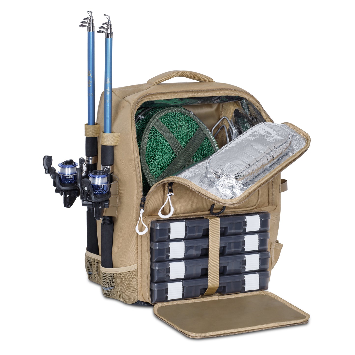 SNORKA Ultimate Fishing Backpack – Waterproof Angler Gear Pack with Insulated Cooler & Rod Holders