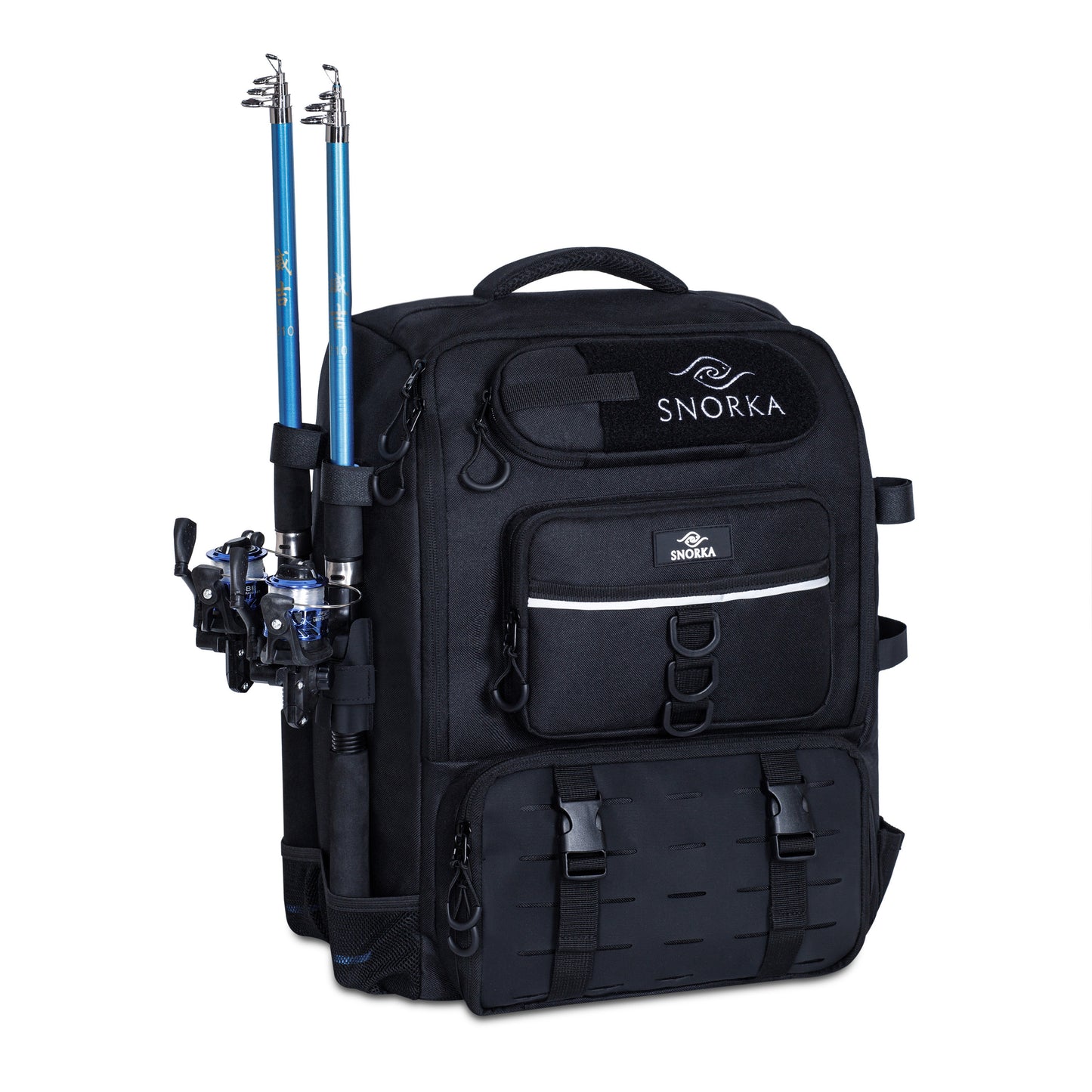 SNORKA Ultimate Fishing Backpack – Waterproof Angler Gear Pack with Insulated Cooler & Rod Holders