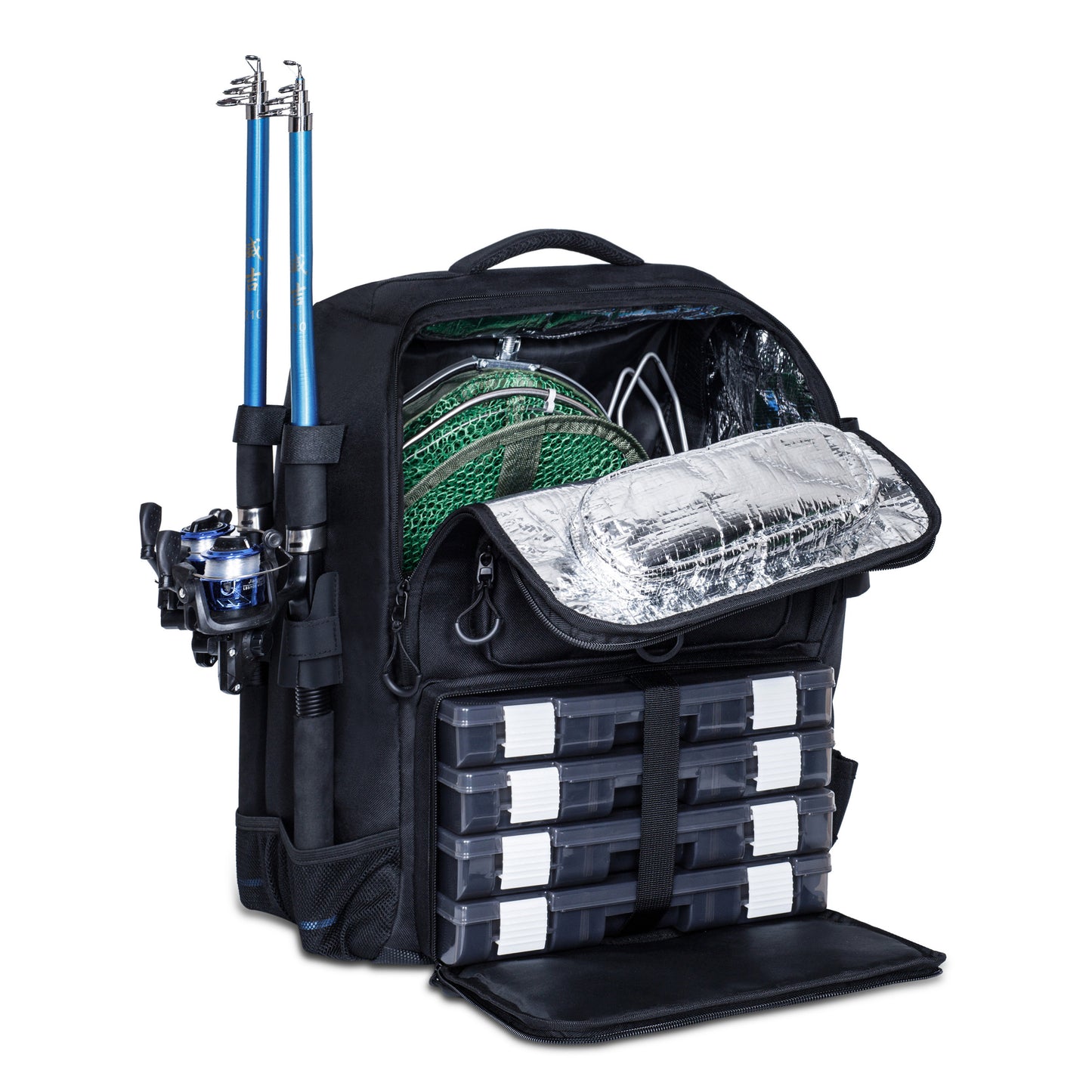 SNORKA Ultimate Fishing Backpack – Waterproof Angler Gear Pack with Insulated Cooler & Rod Holders