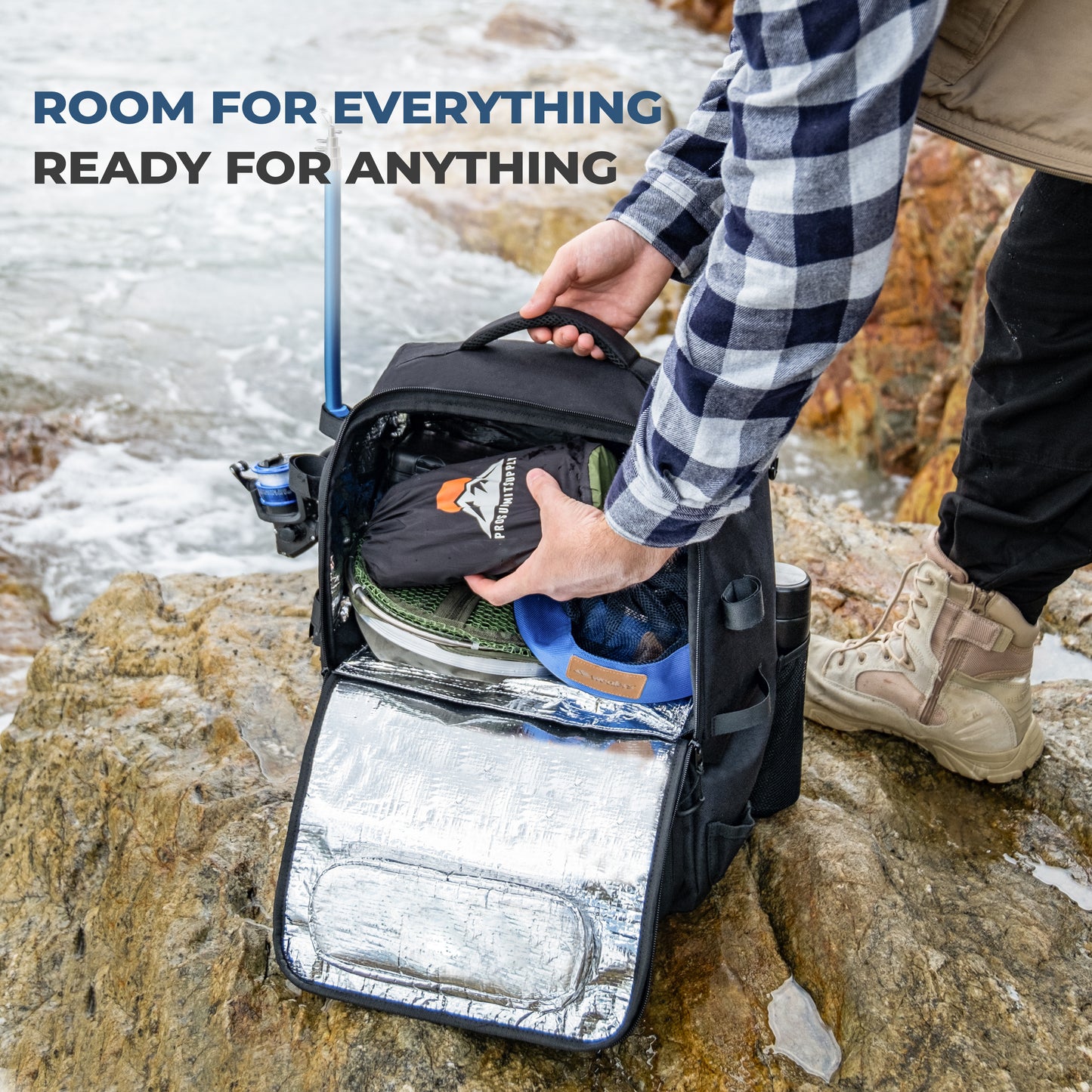 SNORKA Ultimate Fishing Backpack – Waterproof Angler Gear Pack with Insulated Cooler & Rod Holders