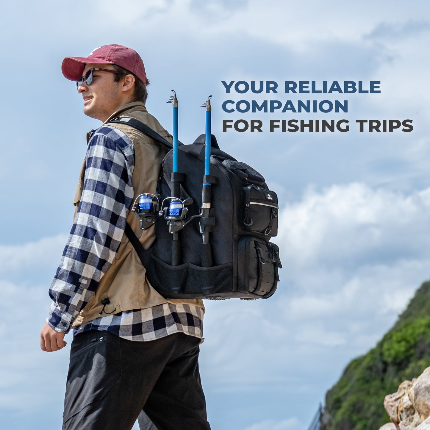 SNORKA Ultimate Fishing Backpack – Waterproof Angler Gear Pack with Insulated Cooler & Rod Holders